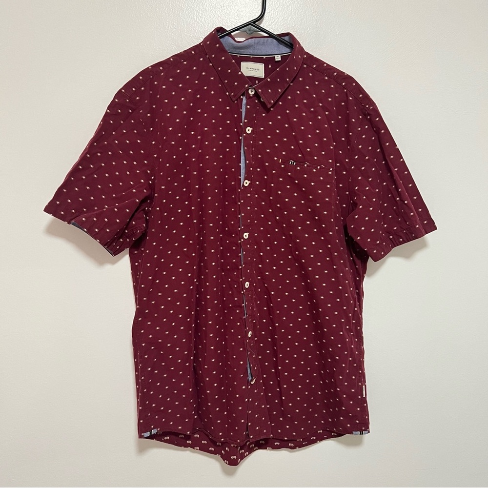 7 Diamonds Maroon Short Sleeve Button Up Shirt